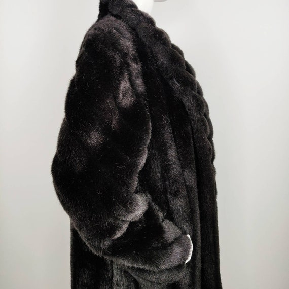 Vintage Mildred Pierce Faux Mink Black Drape Coat… - image 4