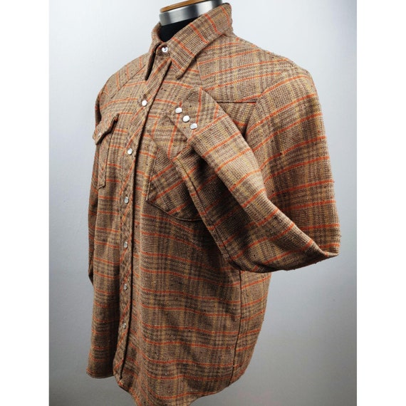 Vintage 1960's 70's Men's Western Wool Shirt Eart… - image 4