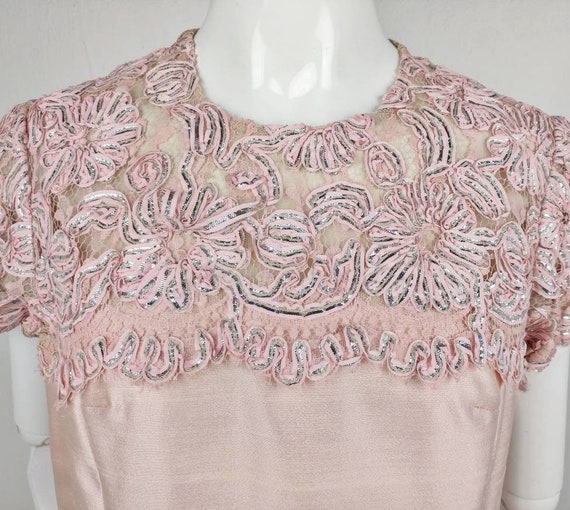 Vintage 60s Pink Silk Shimmer Sheath Party Dress … - image 5