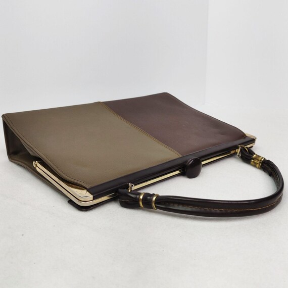 Vintage 1960s 70s Leather Frame Purse Handbag Two… - image 6
