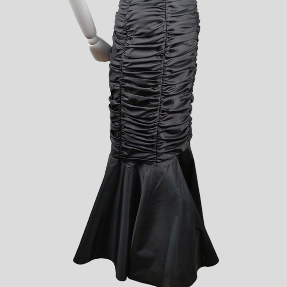 Vintage 1980s Black Ruched Fishtail Cocktail Dres… - image 7