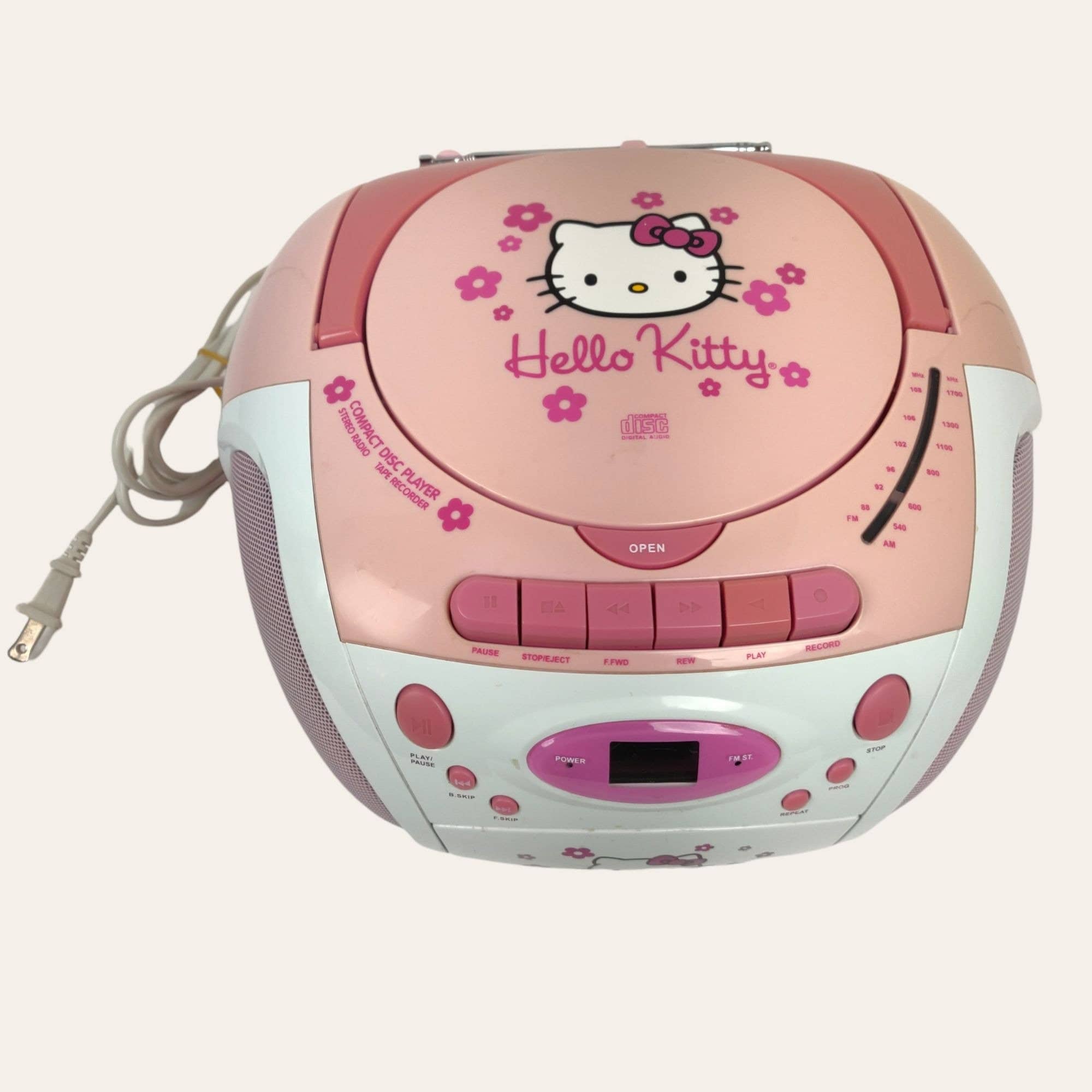 VINTAGE 90s Hello Kitty CD/Cassette Player Boombox Stereo