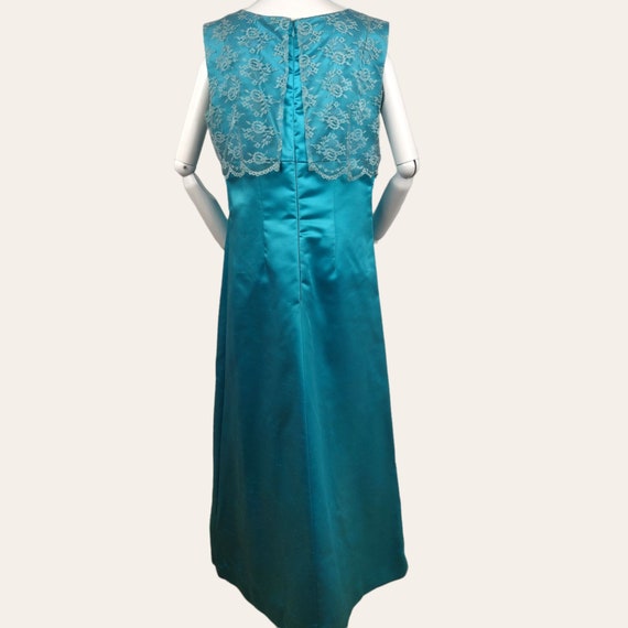 Vintage 1960s MOD Aqua Cocktail Dress Party Gown … - image 8