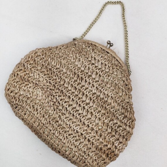 Vintage 1950s 60s Swiss Straw Purse Handbag Croch… - image 2