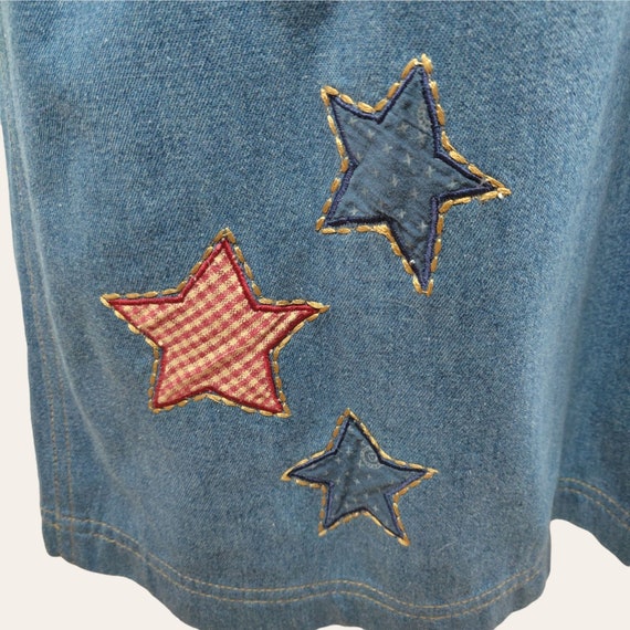 Vintage 1990s Denim Flag Quilt Jumper Dress Sheat… - image 4