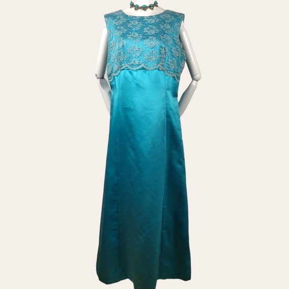 Vintage 1960s MOD Aqua Cocktail Dress Party Gown … - image 1