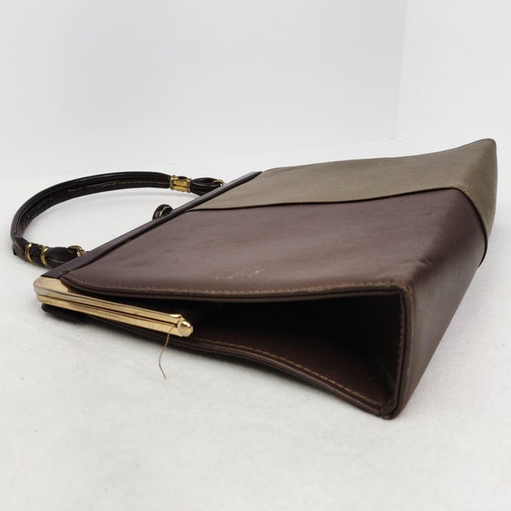 Vintage 1960s 70s Leather Frame Purse Handbag Two… - image 5
