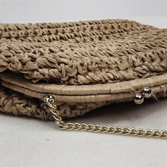Vintage 1950s 60s Swiss Straw Purse Handbag Croch… - image 4