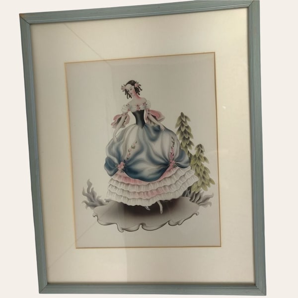 vintage Turner Victorian Lady Canvas Art Print Lithograph Pastel Airbrush Romantique MCM 21 »