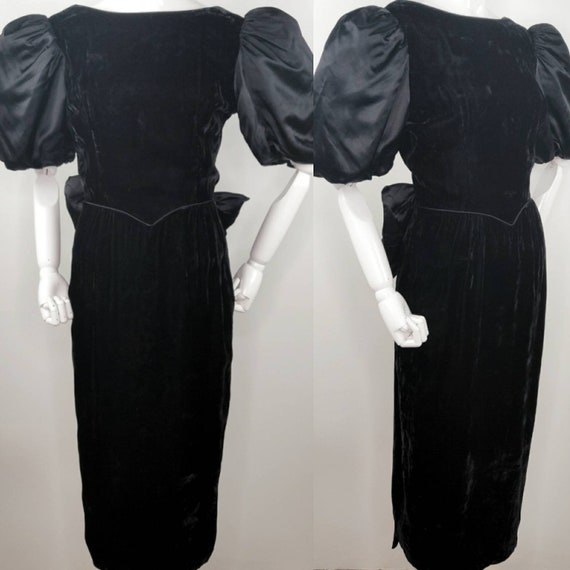 Vintage 1980s Gunne Sax Black Velvet Wiggle Dress