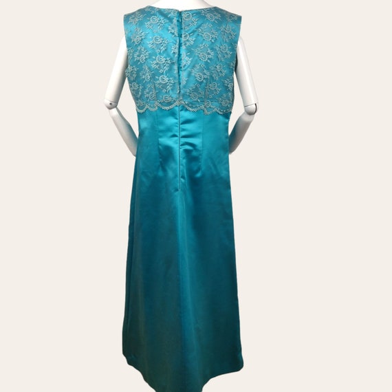 Vintage 1960s MOD Aqua Cocktail Dress Party Gown … - image 9