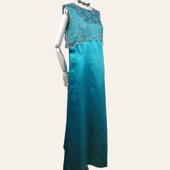 Vintage 1960s MOD Aqua Cocktail Dress Party Gown … - image 6