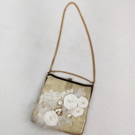 Vintage 1960s Gold Embellished Purse Evening Bag … - image 3