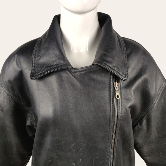 Vintage 1980s Supple Black Leather Trench Coat Ne… - image 1