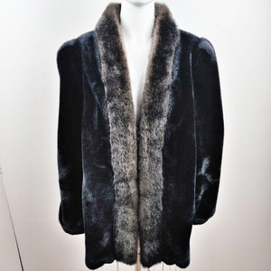 Vintage 1980s Faux Fur JORDACHE Coat Faux Mink Brown Chestnut Satin Lined Lush Glam Romantic Mildred Pierce