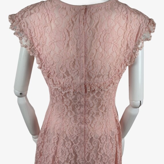 Vintage 1960s Pink Lace Party Dress Ruffle Bodice… - image 9