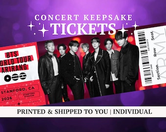 KPOP Arirang Tour Souvenir Ticket (Printed) | Red | All Cities | Concert Keepsake | ARMY Gift | Fan Collectible | Freebie | Shipped to You
