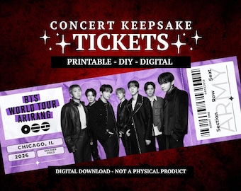 KPOP Arirang Tour Souvenir Ticket | Purple | Printable Concert Ticket | All Cities Included | Instant Download | 4x6 | No Editing Needed