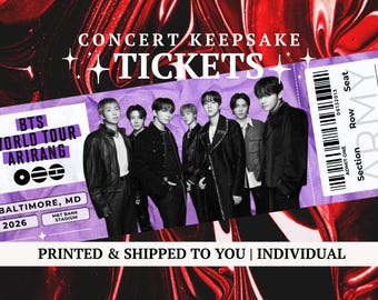 KPOP Arirang Tour Souvenir Ticket (Printed) | Purple | All Cities | Concert Keepsake | ARMY | Fan Collectible | Freebie | Shipped to You
