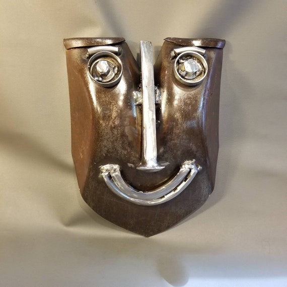 Recycled Shovel Face Art: Rustic Metal Wall Decor - Etsy
