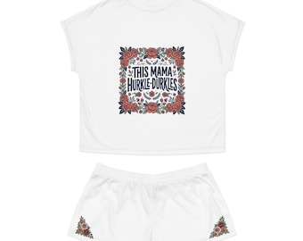 Pajama Set for Mom Graphic Tees Mothers Day Gift Ideas Hurkle Durkle Pajama Set Women's Short Pajama Set Summer Sleepwear PJs Lounge Wear