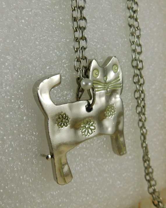 Stamped Stainless "I Love My Cat" Necklace~Flower… - image 3
