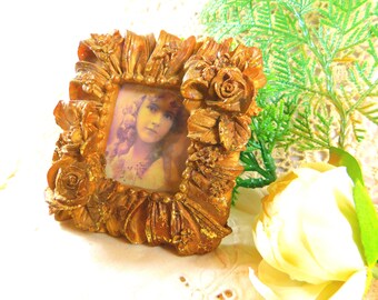 Small Square Vintage Victorian Style Floral Resin Frame-Three & a Half Inches, Poly Resin Figural Frame, Victorian Frame, Housewarming Gift