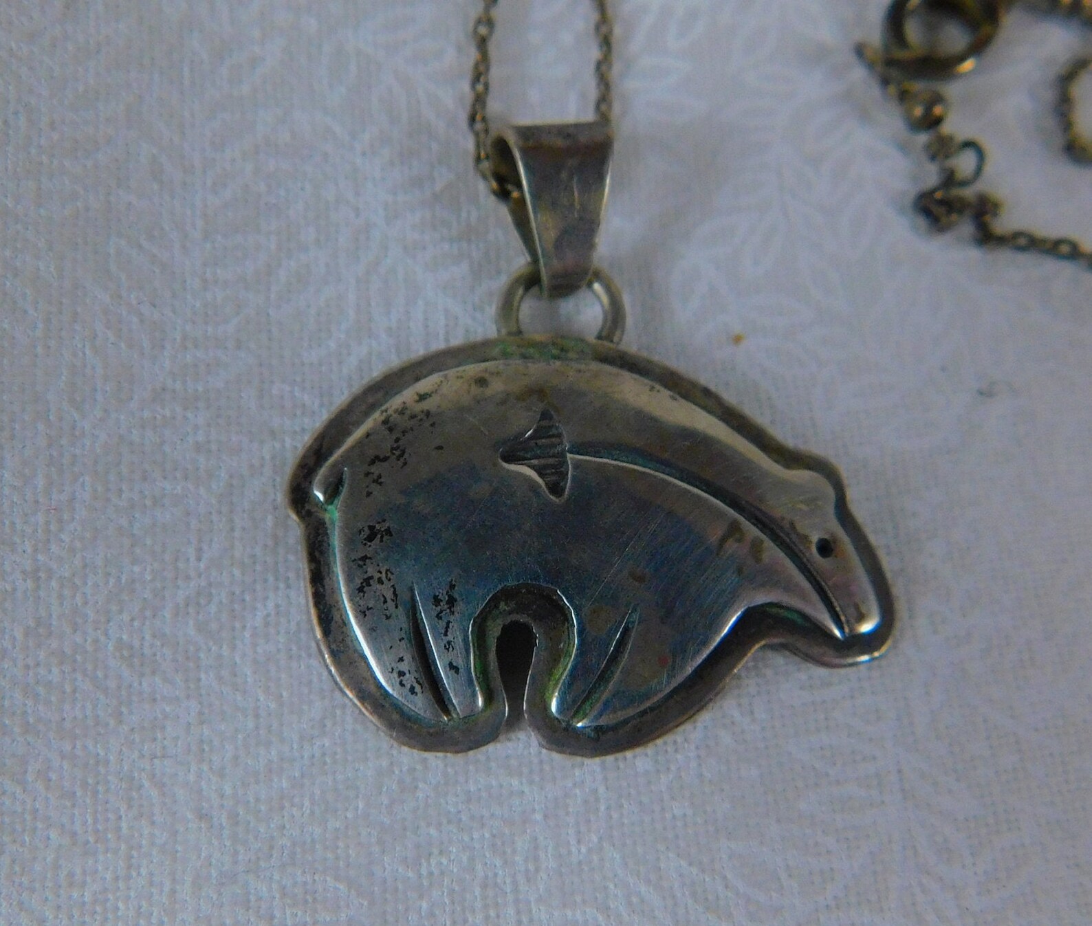 Sterling Silver Zuni Bear Fetish Necklace w/Heartline Etsy