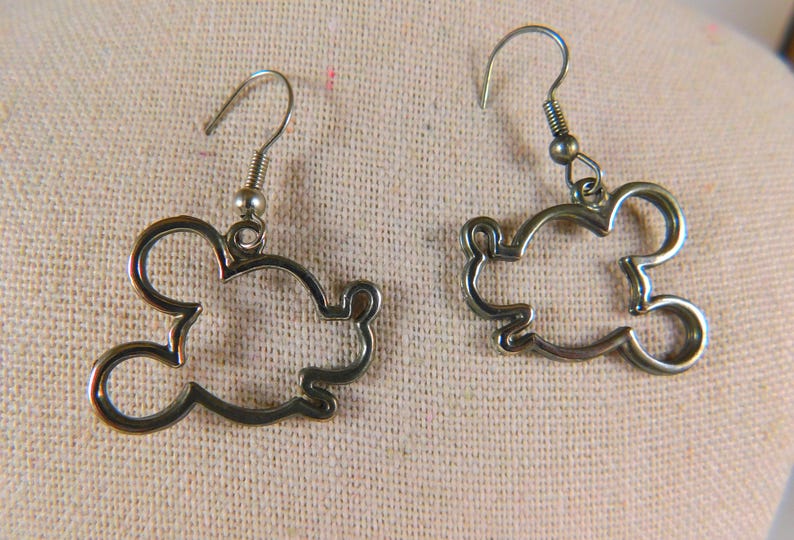 Vintage Gunmetal Mickey Mouse Earrings: Open Work Disneyland Jewelry bild 1