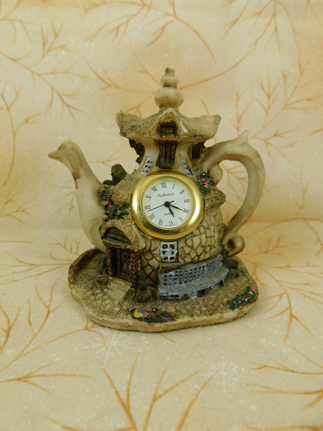 Fairy Tea Pot House Clock-poly Resin-felt Bottom-beautifully - Etsy