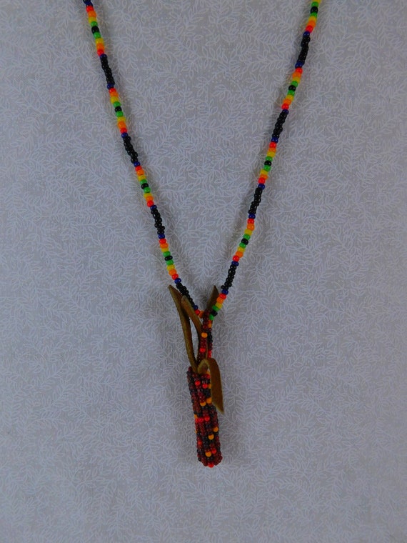 Beaded Native American Corn Pendant Necklace, Southwe… - Gem