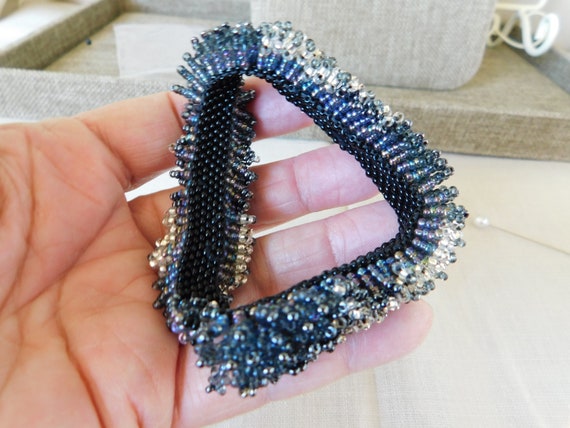 Hand Crafted Beaded Caterpillar Bracelet, Hand Be… - image 2