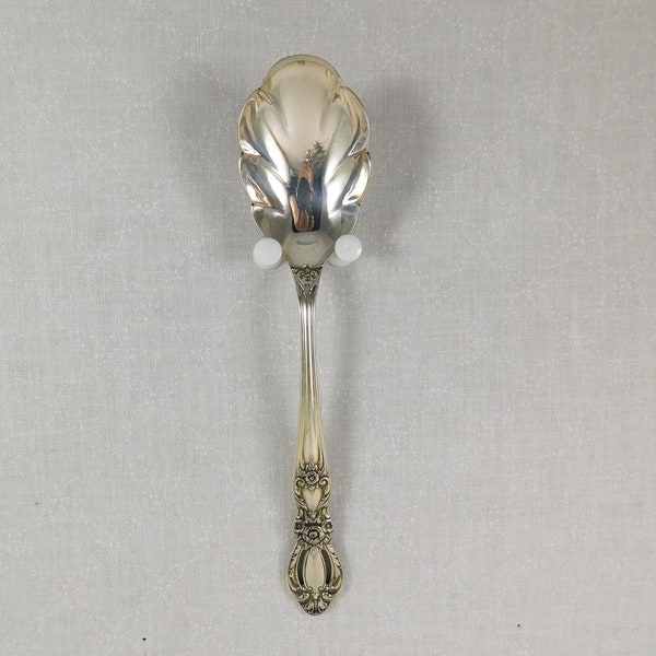 Rogers Brothers 1847 Silver Plate Scalloped Sugar Spoon in Heritage Pattern, England, 1950's, Vintage Table Service, Serve Ware