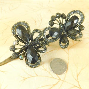 Rhinestone & Acrylic Double Butterfly Hair Clip, Purple and Brass Butterfly Hair Clip, Hair Adornment, Hair Jewelry, It REALLY is Purple!