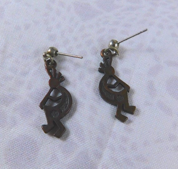Vintage Copper Kokopelli Post Earrings: Southwest… - image 4