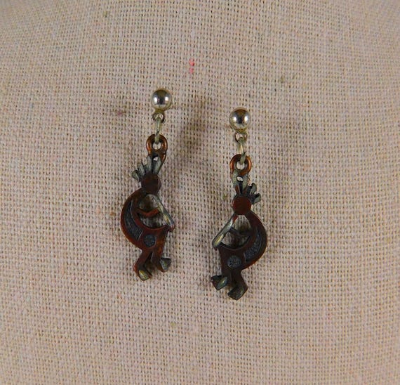Vintage Copper Kokopelli Post Earrings: Southwest… - image 3