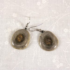 Vintage '80s Antler Button Dangle Earrings: Deer, Hand Crafted, Beveled Edges