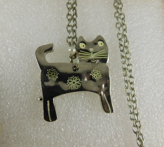 Stamped Stainless "I Love My Cat" Necklace~Flower… - image 5