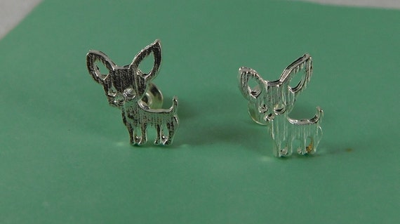 Adorable Teeny, Tiny Silver Chihuahua Earring Stu… - image 3