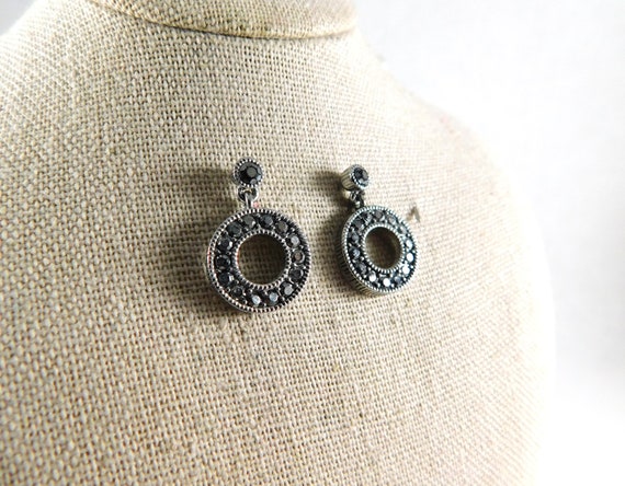 Small Liz Claiborne Circular Marcasite Earrings, … - image 2