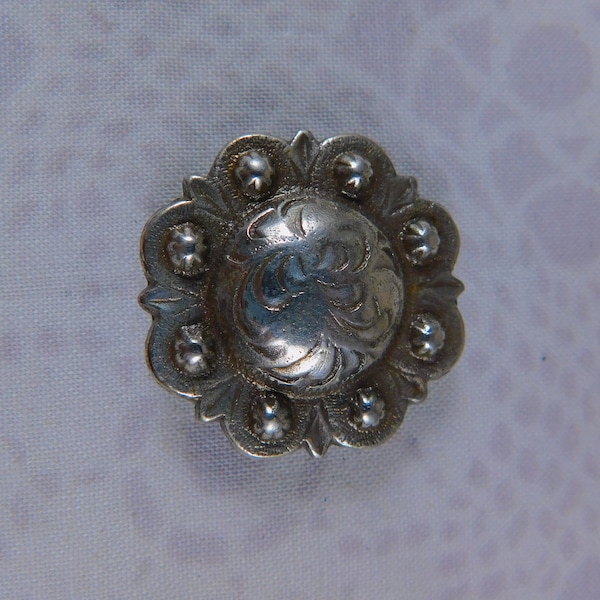 German Silver Rosette for Saddle, Bridle, or Halter.....Screw on Back.....1-1/4" in Diameter, Horse Tack Adornments, German Silver, Rosettes