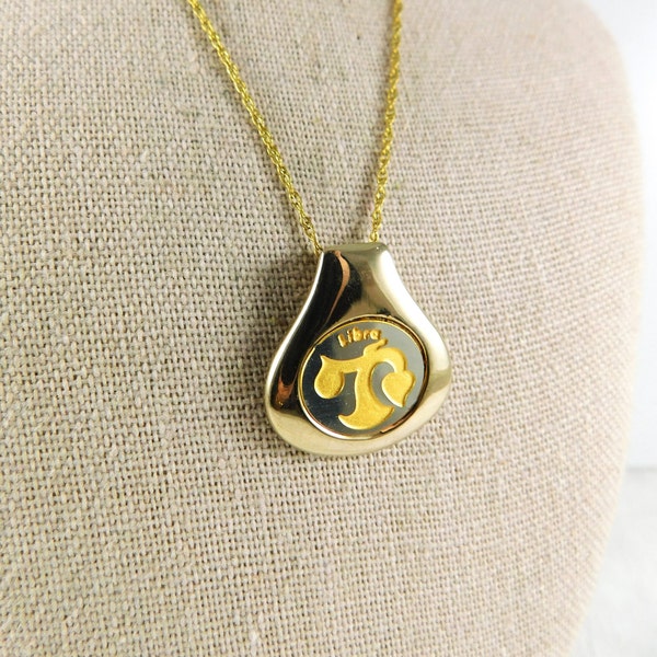 Gold Plate Zodiac Libra Pendant w/12KT Gold Fill Chain, Stylized Scale Motif, Zodiac Necklace, Quality Jewelry, Libra (9-23 to 10-22) 90's