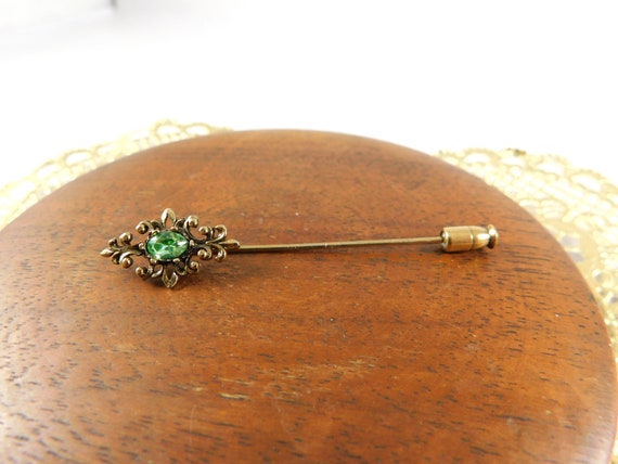 Faux Peridot Victorian Style Marquis Stick Pin, V… - image 3