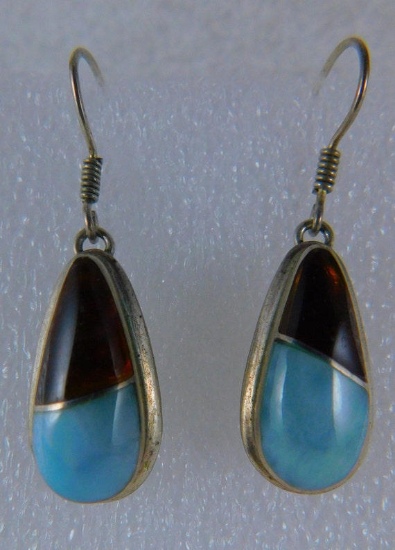 Southwest Style Sterling Silver, Amber & Chalcedo… - image 2