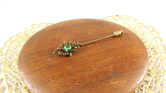 Faux Peridot Victorian Style Marquis Stick Pin, V… - image 2