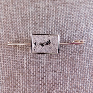 Vintage Gold Plate Bar Pin, 1960&#39;s Gold Bar Pin, Vintage Gold Jewelry, Vintage Floral Pin, 1960&#39;s Floral Bar Pin