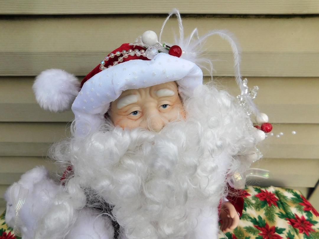 Santa Christmas Tree Topper, 16 Inch, 1990's, Father Christmas, Kris