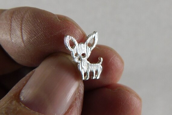 Adorable Teeny, Tiny Silver Chihuahua Earring Stu… - image 5