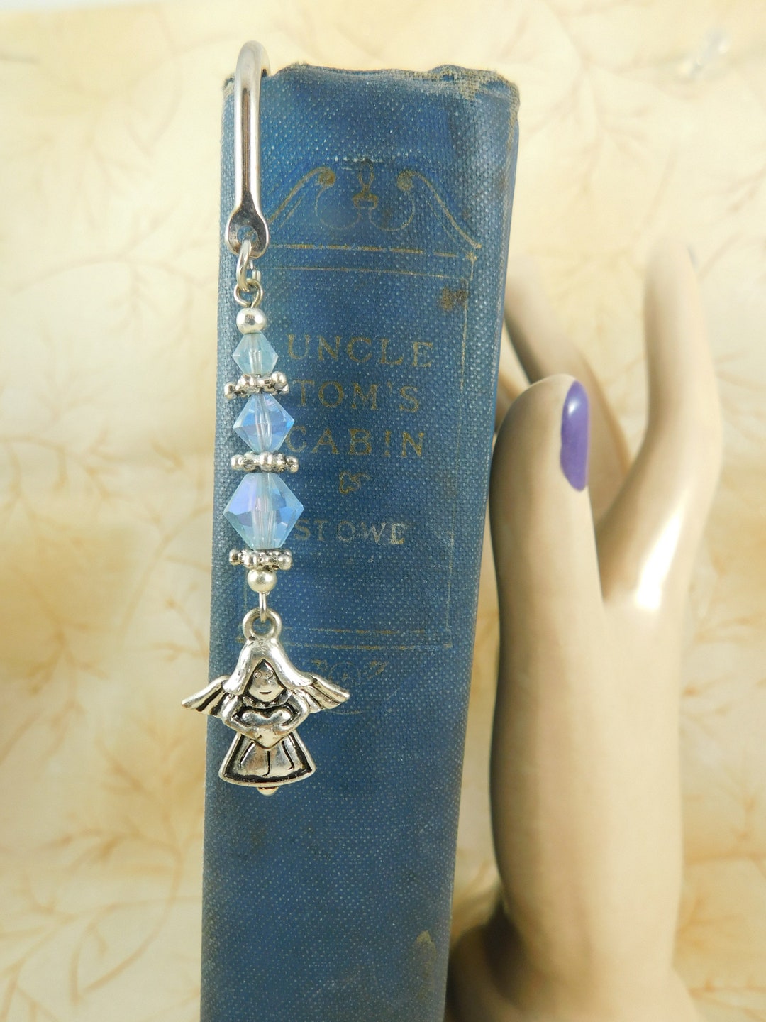 Blue & Silver Beaded Angel Bookmark, Silver Angel, Bookmarks, Reading ...