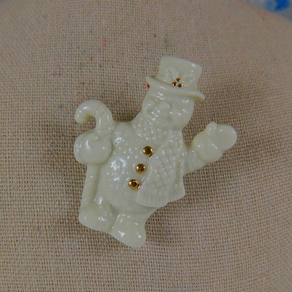 Lenox Porcelain Mr. Frosty Brooch, Lenox Collectibles, Snowman Brooch, Christmas Jewelry, Winter Jewelry, Frosty the Snowman, Lenox Jewelry